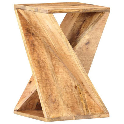 Bijzettafel – Sidetable – Nachtkastje – Salontafel – Banktafel – Massief Mangohout – X-vormig Design – Compact 35x35x55 cm – Opbergruimte