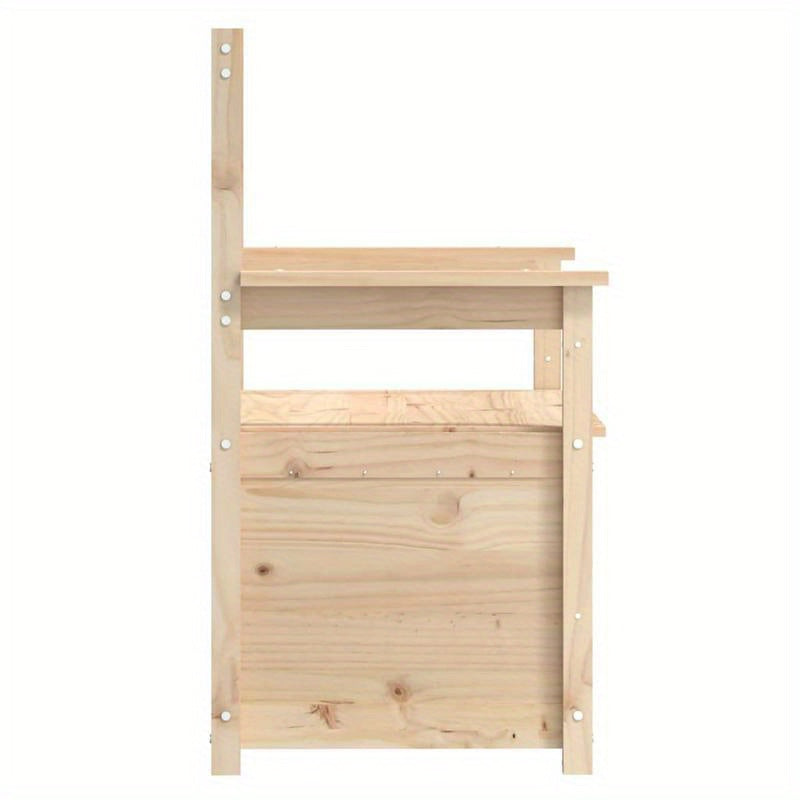 Opbergbank – Houten Bankje – Schoenenrek – Sidetable – Opbergmeubel – Massief Pijnhout – Moderne Bruine Afwerking – Met Verborgen Vak – Duurzaam en Robuust