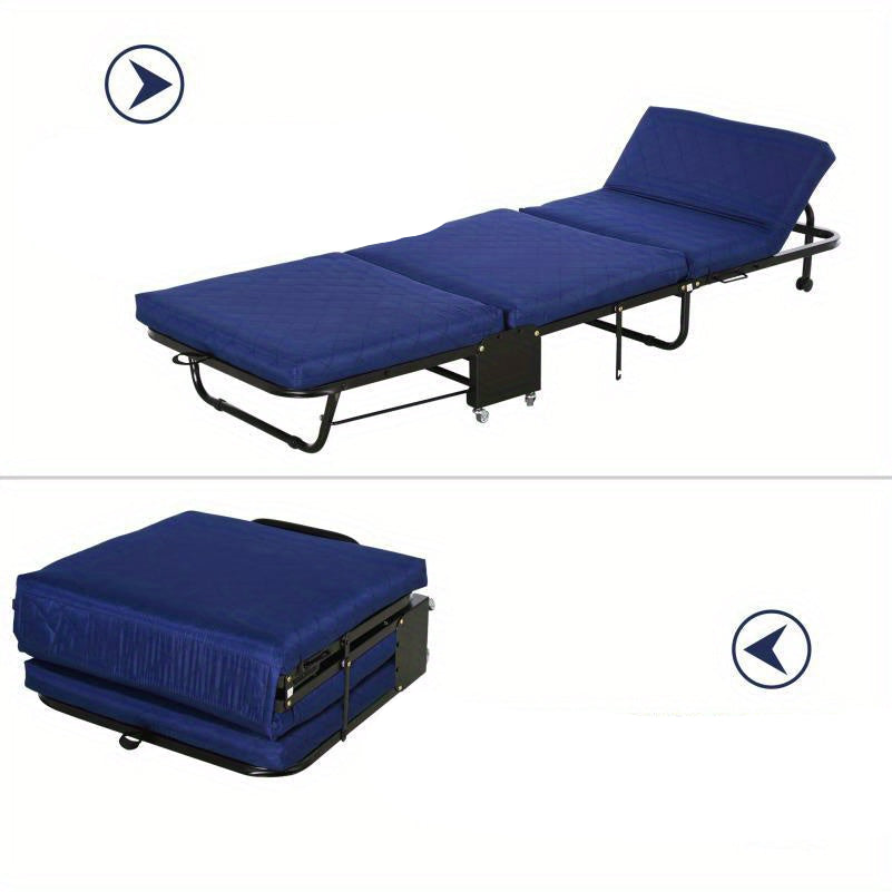 Opklapbed – Opvouwbaar Bed – Logeerbed – Relaxstoel – Slaapbed – Verstelbaar Stalen Frame – Comfortabele Foam Matras – 3-standen – Compact 184x65x26 cm