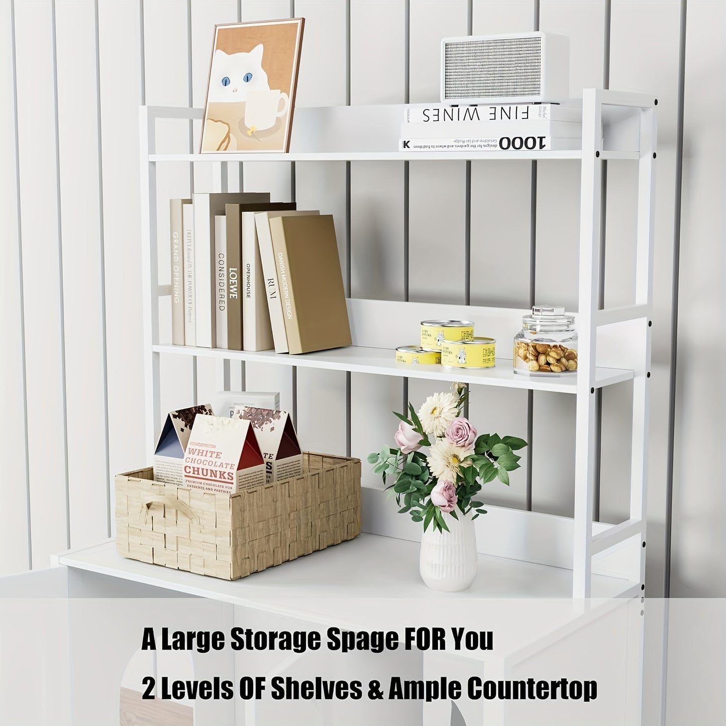 Kattenbakverstopper – Kattenbakmeubel – Kattenhuis – Kattenkast – Kattenberging – Dubbele Deur Toegang – Ingebouwde Krabpaal – Compact 90x45 cm – Stevige Witte Constructie