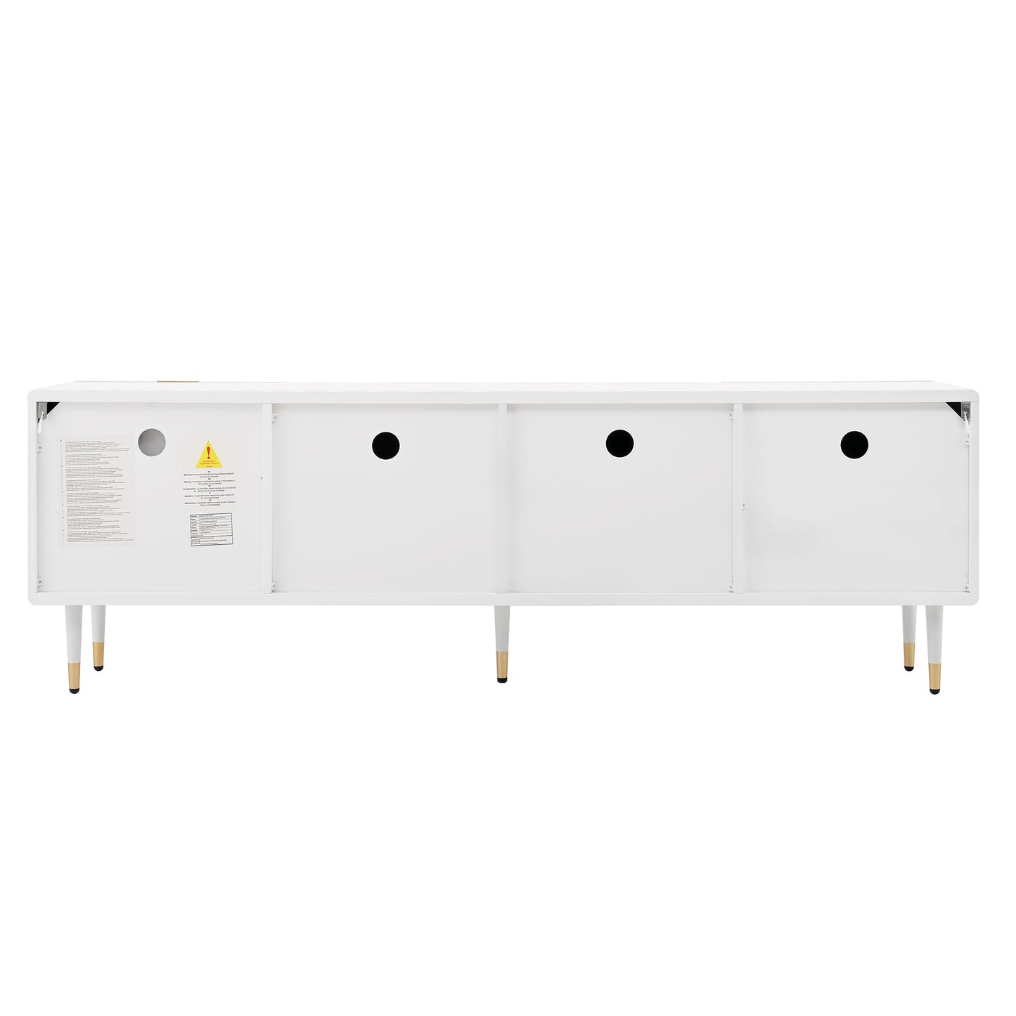 Tv-Meubel – Tv-Kast – Lowboard – Mediamöbel – Dressoir – Wit Met Gouden Accenten – 170x36x55 CM – Veel Opbergruimte Met Softclose Deuren