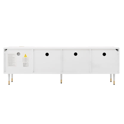Tv-Meubel – Tv-Kast – Lowboard – Mediamöbel – Dressoir – Wit Met Gouden Accenten – 170x36x55 CM – Veel Opbergruimte Met Softclose Deuren