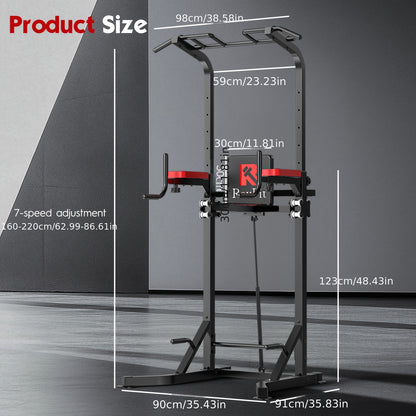 Adjustable Height Pull-up Bar with Backrest and Hydraulic System for Home Gym Strength Training Station - Suitable for Adults and Teenagers