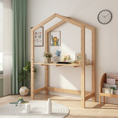 Kinderbureau – Kindertafel – Kinderwerktafel – Speeltafel – Knutseltafel – Verstelbaar in hoogte – Massief grenenhout – 110x50x160 cm – Natuurlijke kleur
