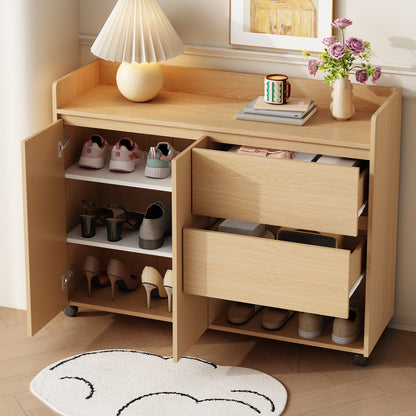 Modern Mobile Shoe Cabinet with Locking Wheels & Brakes - Heavy-Duty Rolling Suitable for Slippers, Sneakers, - Adjustable Shelves, Soft-Close Doors, Arched Frame - -Standing (No Wood, Space-Saving)