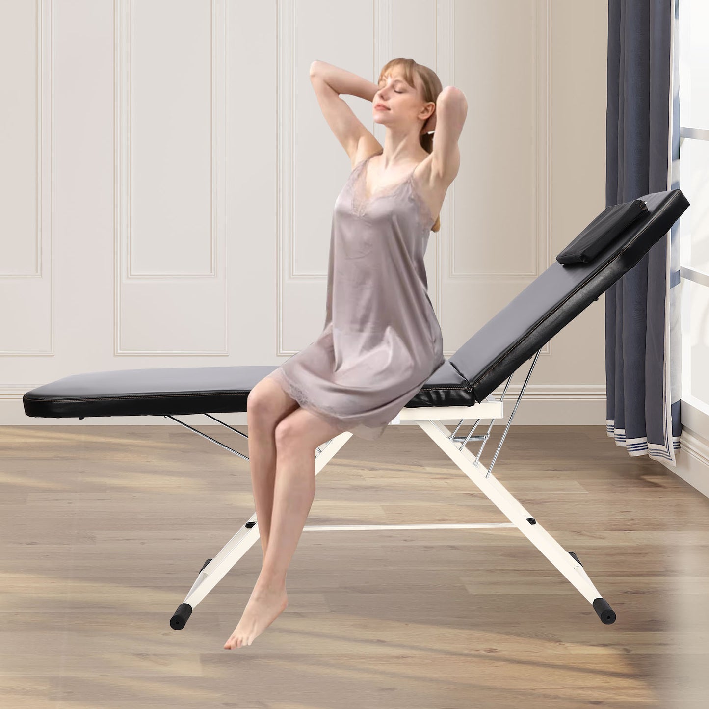 Massagetafel – Massagebank – Behandelingstafel – Spa Tafel – Schoonheidstafel – Inklapbaar & Draagbaar – Ergonomisch Gezichtsgat & 250 kg Draagvermogen – Zwart