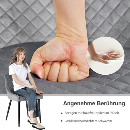 Eetkamerstoel – Stoel – Kuipstoel – Draaistoel – Keukenstoel – Grijs Velvet – Metalen Poten – 60x52x80 cm – Max 150 kg Belastbaar