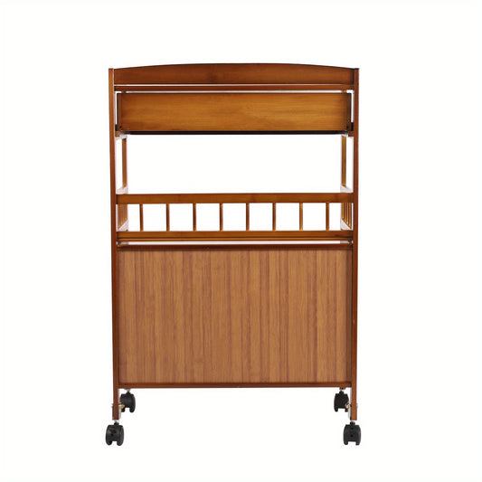 Bamboe Kastje – Opbergwagen – Opbergkast – Opbergrek – Ladekast – 52x30x80 cm – 4 Wielen Met Rem – Stevig Bamboehout