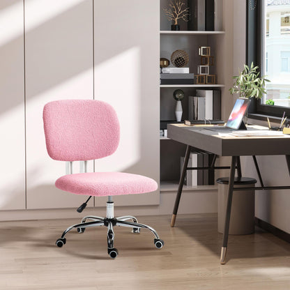 Bureaustoel – Kantoorstoel – Office Chair – Draaistoel – Bureaustoelen – Verstelbaar in Hoogte – Ergonomisch Zonder Armleuningen – Roze Polyester