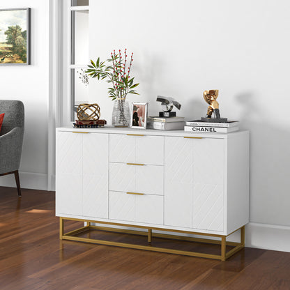 Dressoir – Opbergkast – Buffetkast – Kast – Sideboard – Geometrische Deuren – MDF Met Metalen Onderstel – 120x40x76 cm – Anti-Kantelbeveiliging