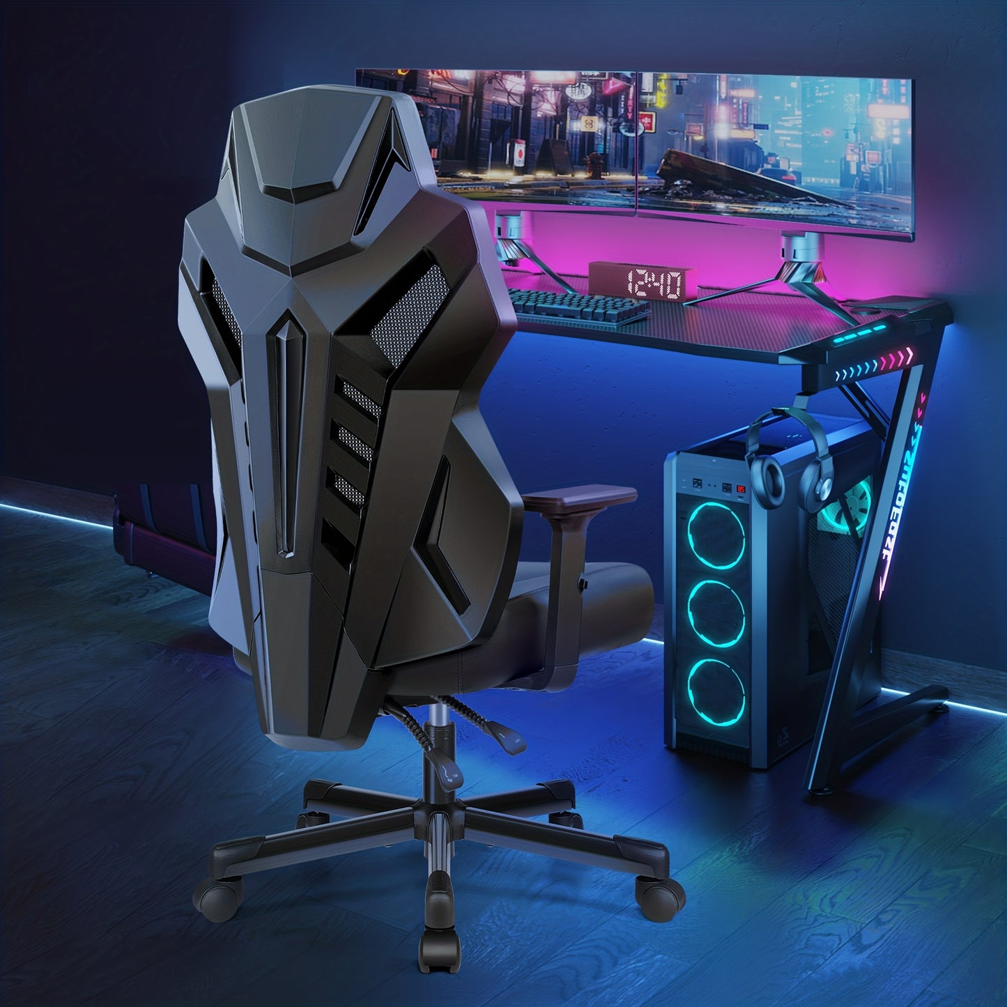 Gamingstoel – Bureaustoel – Gamestoel – Werkstoel – Zwarte Grijs Variant – Ergonomisch Design – Verstelbare 3D Armleuningen
