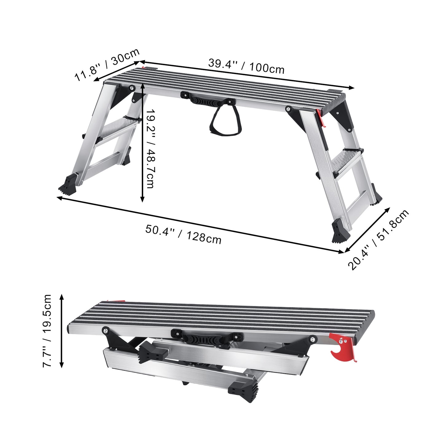 Werksteiger – Werkplatform – Inklapbare Ladder – Rolsteiger – Kamersteiger – Aluminium – Draagkracht 300 kg – Antislip & Inclapbaar