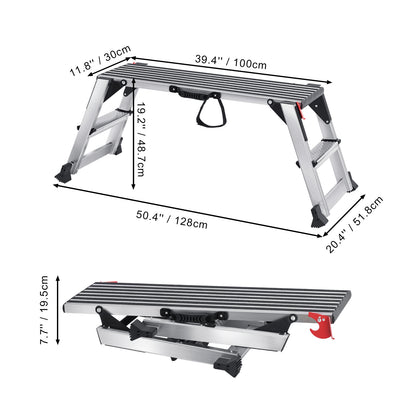 Werksteiger – Werkplatform – Inklapbare Ladder – Rolsteiger – Kamersteiger – Aluminium – Draagkracht 300 kg – Antislip & Inclapbaar