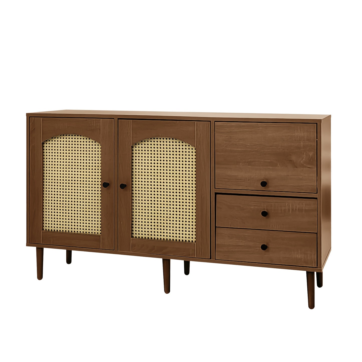 Opbergkast – Opbergmeubel – Kast – Sideboard – Bruin – Verstelbare Schappen – Duurzaam Bamboe – Magnetische Deuren – 130 cm Breed – Vrijstaand