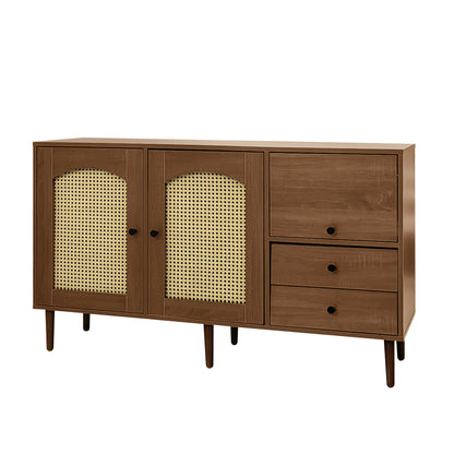 Opbergkast – Opbergmeubel – Kast – Sideboard – Bruin – Verstelbare Schappen – Duurzaam Bamboe – Magnetische Deuren – 130 cm Breed – Vrijstaand