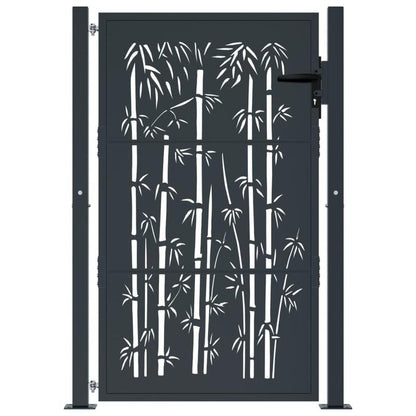 Poort – Tuinafscheiding – Tuintuinpoort – Hek – Bamboe Poort – Antraciet Kleur – Duurzaam Staal – Afmetingen 105x155 cm