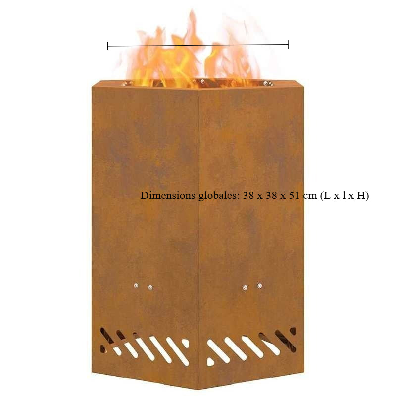 38x38x51cm Brown Fire Pit Home Patio Small Fire Stove for Terrace Leisure and Relaxation Garden Daily Use, Patio Heating, Outdoor Fireplace, Compact Design, Stylish Fireplace, Weatherresistant Material, Highquality Finish, Po