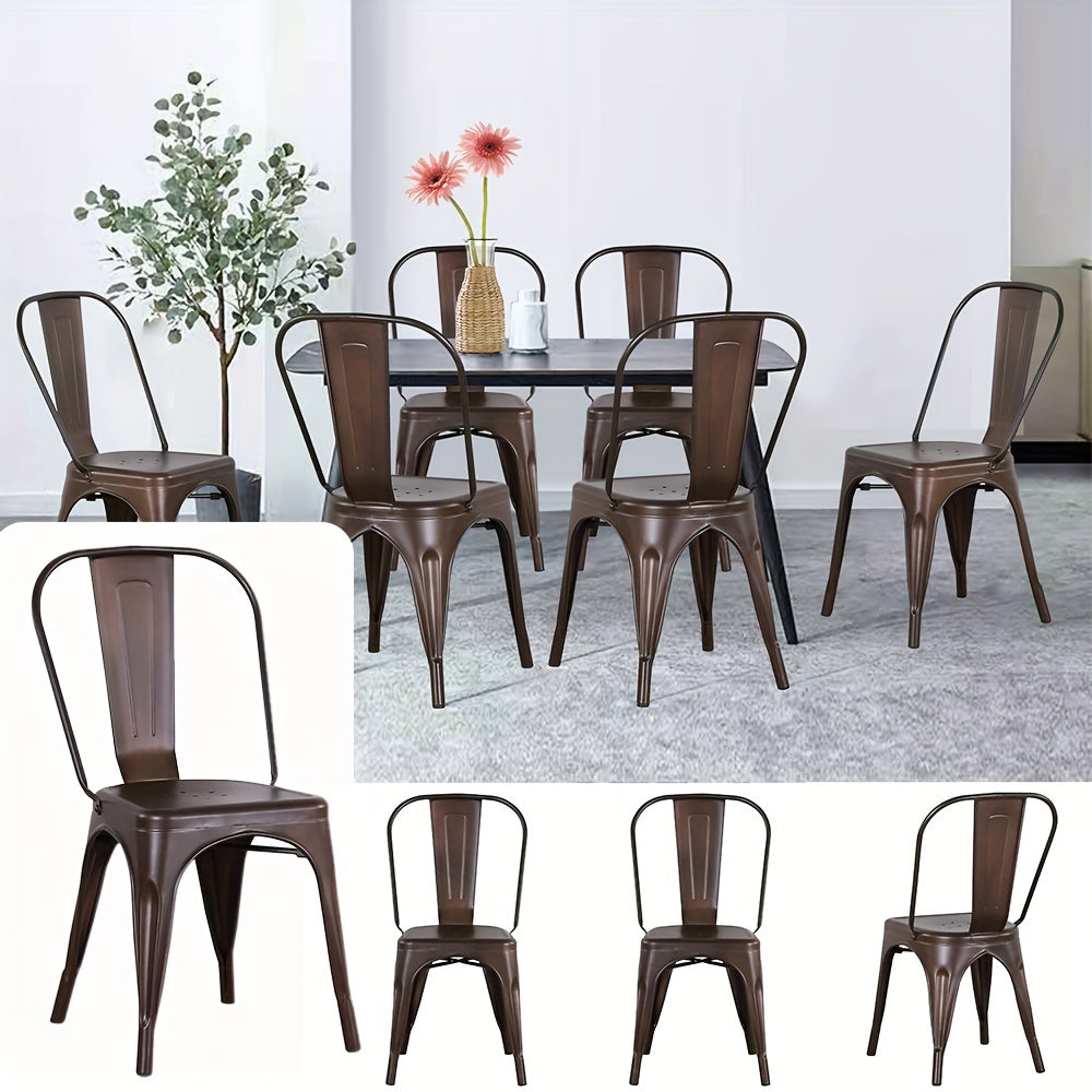 Set Of 4 Metal Chairs with Detachable Backrest, 85x43x46cm Industrial Style Steel Chairs for Kitchen, Cafe, Restaurant & Event Seating, Kitchen Seating, Cafe Furniture, Modern Chairs, Minimalist Design, Steel Frame, Robust Bu