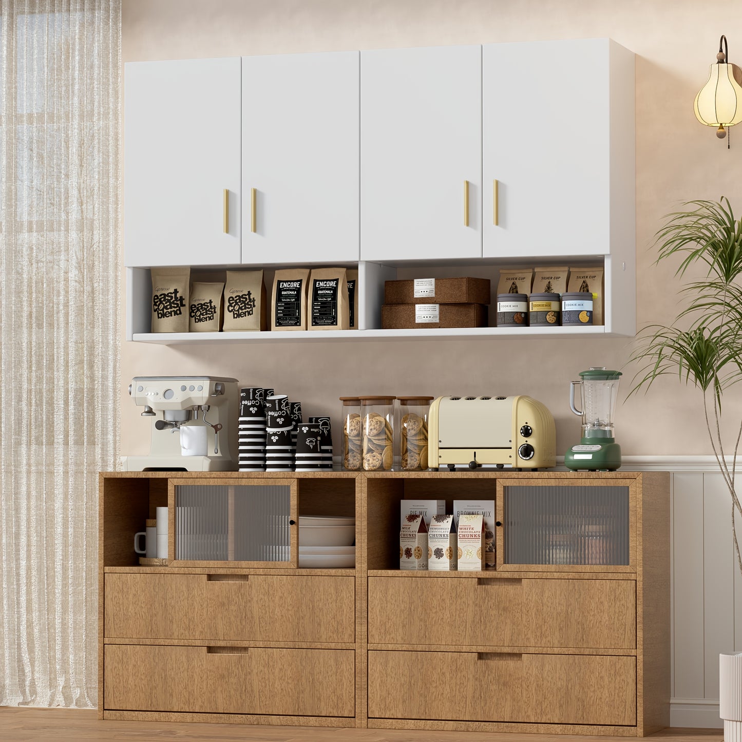 Wandkast – Keukenkast – Opbergkast – Badkamerkast – Bijkeukenkast – Wit – 3 Planken & 2 Deuren – Compact & Vochtbestendig