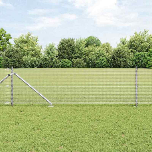 Stevig Hekwerk – Stalen Afsluiting – Grenshek – Tuinafscheiding – Zilverkleurige Palen – Duurzaam Staal – 50 Meter Breed – 0,4 Meter Hoog