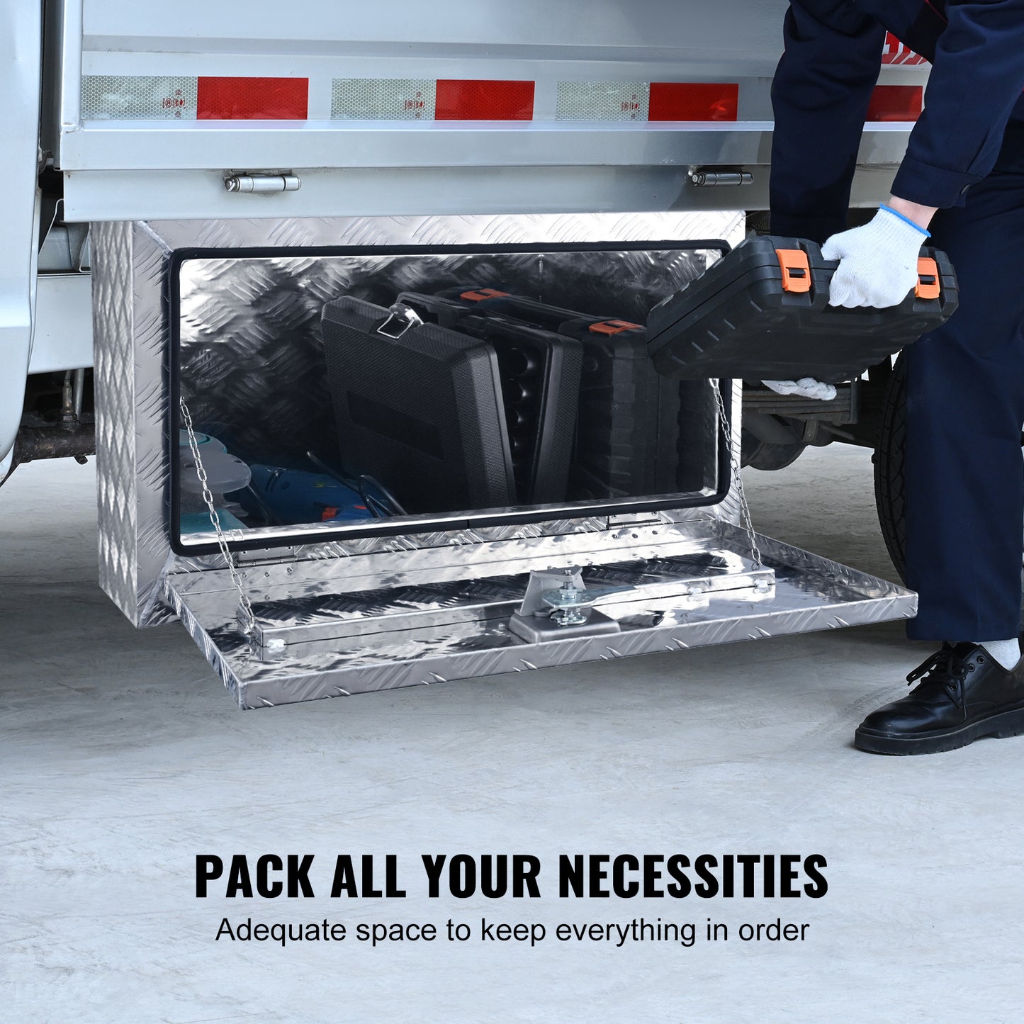 Onderbouw Opbergbox – Gereedschapskist – Truckbox – Pick-up Opbergbox – Trailer Kist – Waterdicht – Aluminium Diamantprofiel 76x36x41 cm – Slot Met Sleutels