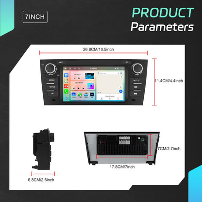 PODOFO [8Core 6G+128G] Android 15 7-inch for BMW 3 Series E90 2005-2012 Onwards, Wireless Carplay/ Android Auto, Android EQ AI DSP/ GPS/ WiFi/ B/ T5.0/ FM/ Mirror Link+Mic, Merry Christmas Gifts, Black Friday Gifts, Smart Car
