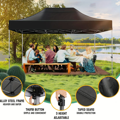 Partytent – Tuinpaviljoen – Easy Up Tent – Vouwtent – Overkapping – 3x4,5 m – 4 Afneembare Zijpanelen – Waterafstotend Frame