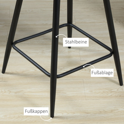 Barkrukken – Barstoelen – Bistrostoelen – Keukenstoelen – Counterstoelen – Fluweel Bekleed – Stevig Stalen Frame – Zithoogte 67 cm – Set van 2 – Grijs