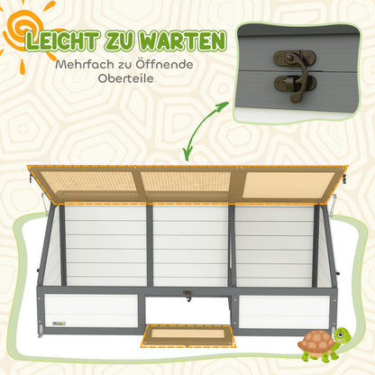 Outdoor/Indoor Small Animal Habitat Cage with Removable Base - Easy-Access Door & Spacious Design, Durable Turtle House & Nesting Box for Rabbits, Guinea Pigs, Hamsters, Lizards - Ventilated Mesh Top & Solid Floor, Low-Mainte