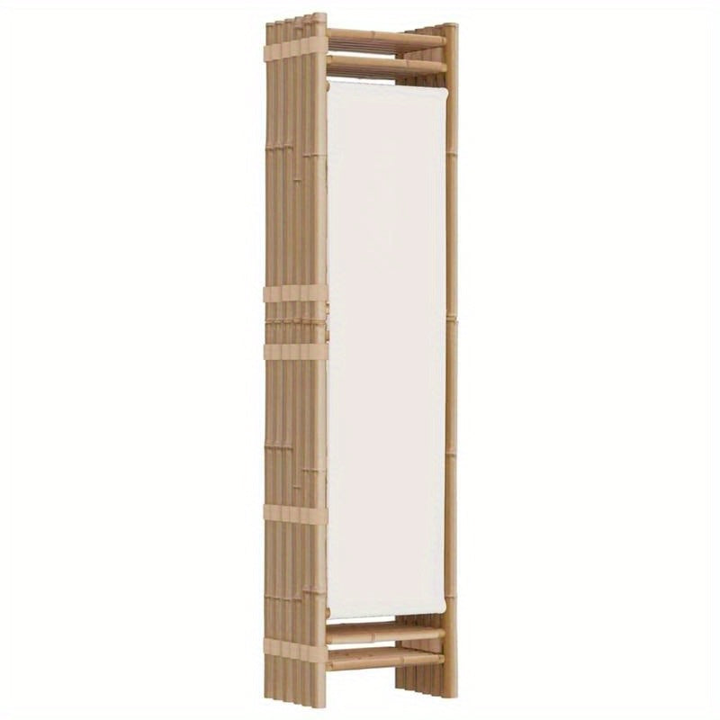 Bamboescherm – Vouwscherm – Kamerscheiding – Scheidingswand – Roomdivider – Crème Canvas – 240 Cm Breed – Duurzaam Bamboe Frame