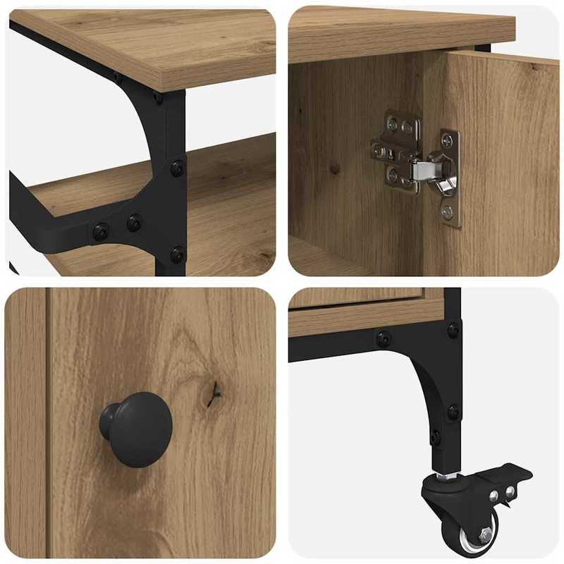 Sideboard/Sideboard/Storage Cabinet/Cabinet/Artisan Oak Kitchen Cart 87.5X38.5X84.5 Cm Wood-Based Material. This Kitchen Cart Is Made of Robust Material with a Smooth Surface And Offers Robustness, Stability, And Moisture Res