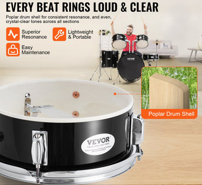 Drumstel – Drumset – Elektrisch Drumstel – Akoestisch Drumstel – Muziekinstrument – 22 Inch Full Size – Verstelbare Kruk & Duurzame PET Drumvellen