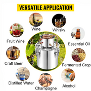 Alcohol distillateur - Distilleerketel voor Alcohol - Destilleerapparaat Etherische Olie - Maak zelf Bier, Wijn of Sterke Drank - Fermentatie set - 50L - Zilver
