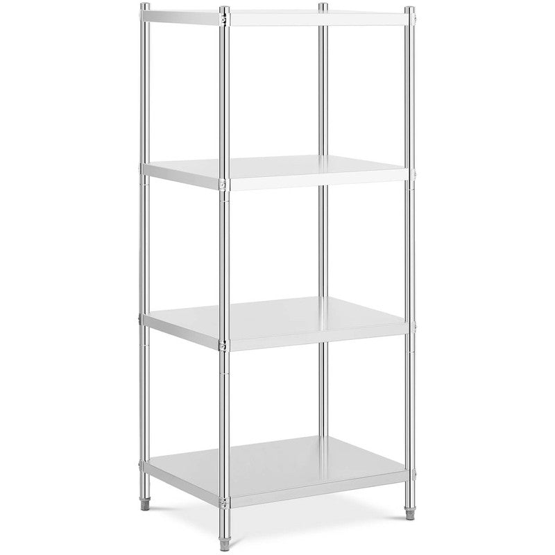 RVS Opbergkast – Roestvrijstalen Rek – Stalen Stelling – Metaal Kast – Opbergplank – 4 Planken – 200 kg Draagkracht – 80x60x180 cm