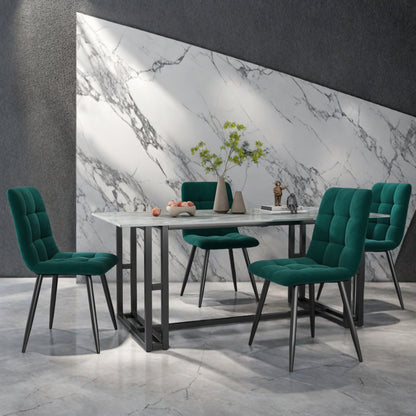 Eetkamerstoelen Set van 4 – Stoelen – Kuipstoelen – Velours Stoelen – Design Stoelen – Groen – Fluweel Bekleding – Stevige Metalen Poten