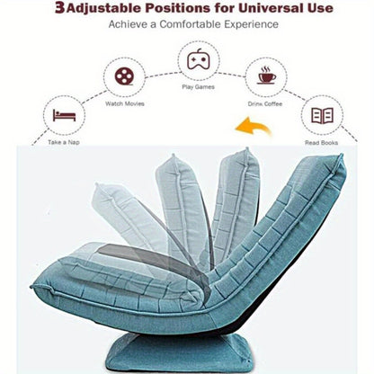 Draaibare Vloerstoel – Vloerzetel – Gaming Stoel – Meditatie Stoel – Loungestoel – 360° Draaibaar – Verstelbare Rugleuning – Memory Foam Kussen – Blauw