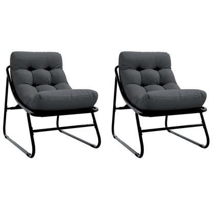 Tuinstoelen Set – Buitenstoelen – Tuinmeubelen – Balkon Stoelen – Staal Frame – Zwarte Kussens