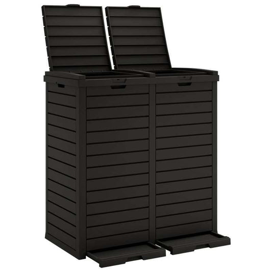 Buitenprullenbak – Tuinafvalbak – Afvalcontainer – Gft Bak – Recyclagebak – Zwart – Weerbestendig Polypropyleen – Ventilatie & Stabiele Poten – 78x41x86 cm
