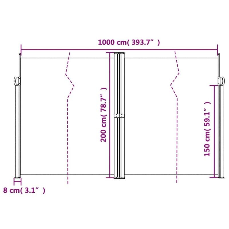 Uitschuifbaar Windscherm – Terrasscherm – Balkonscherm – Privacy Scherm – Beschermingsscherm – 200x1000 Cm – Waterafstotend Polyester