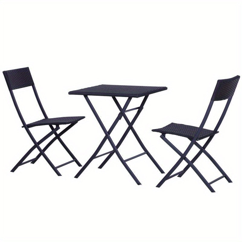 Bistro Set – Tuinset – Balkonset – Terrasmeubilair – Zwart Poly Rotan – Compact Voor 2 Personen – Weerbestendig & Onderhoudsvriendelijk