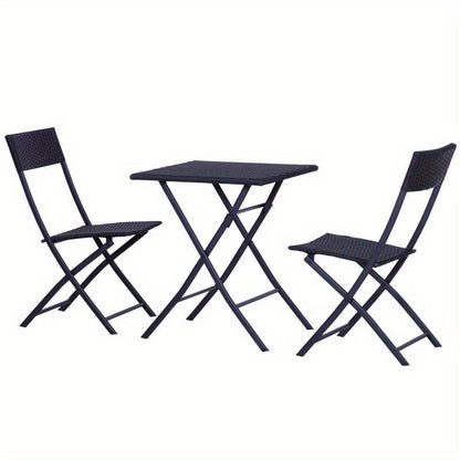 Bistro Set – Tuinset – Balkonset – Terrasmeubilair – Zwart Poly Rotan – Compact Voor 2 Personen – Weerbestendig & Onderhoudsvriendelijk