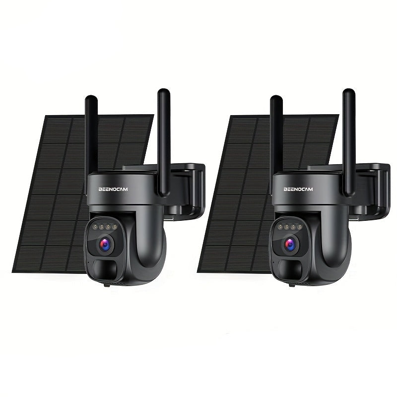 4G LTE Beveiligingscamera – Surveillance Camera – Buiten Camera – Draadloze Camera – Mobiele Beveiliging – 2 Stuks Met 32GB SD & SIM Kaart – 2K Kleurennachtzicht – 360° Draaibare Live View