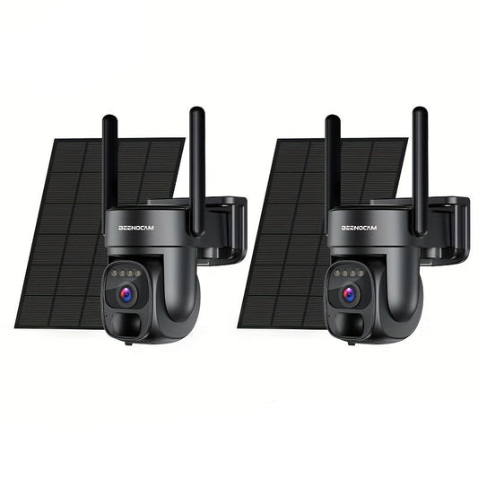 4G LTE Beveiligingscamera – Surveillance Camera – Buiten Camera – Draadloze Camera – Mobiele Beveiliging – 2 Stuks Met 32GB SD & SIM Kaart – 2K Kleurennachtzicht – 360° Draaibare Live View