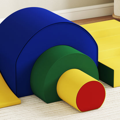Zachte Bouwblokken – Speelblok Set – Peuter Speelgoed – Baby Klimblokken – Foam Speelset – 5 Kleurrijke Vormen – Veilig Schuim Met Kunstleer – Lichtgewicht & Makkelijk Schoon Te Maken