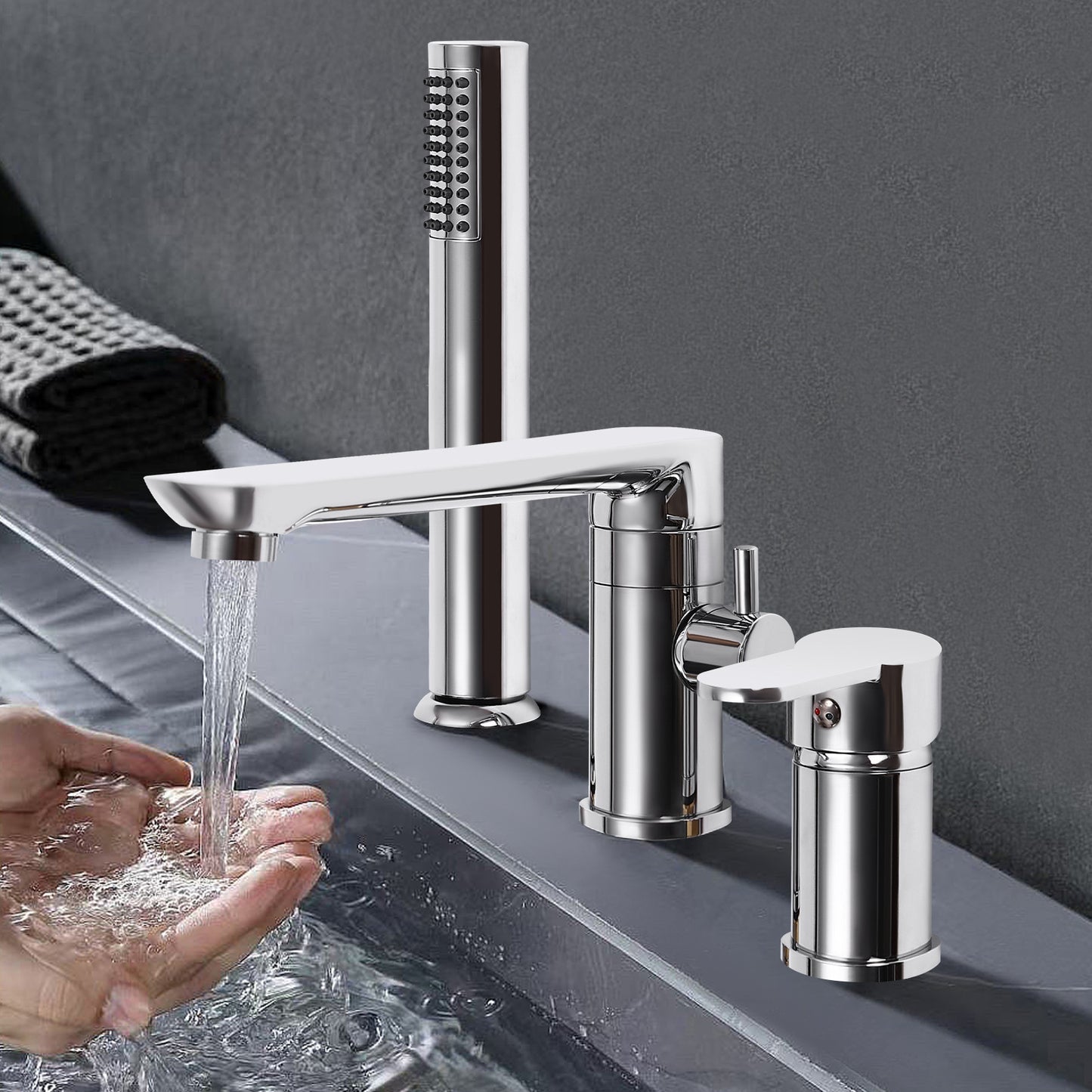 Douche Systeem – Regendouche – Douchekraan – Douchekop – Shower Set – Moderne Wandmontage – Roestvrij Staal & Messing – Geen Elektriciteit Nodig
