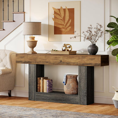 Sidetable – Haltafel – Banktafel – Bijzettafel – Tv-meubel – Landelijke stijl – 160 cm breed – Verstelbare poten