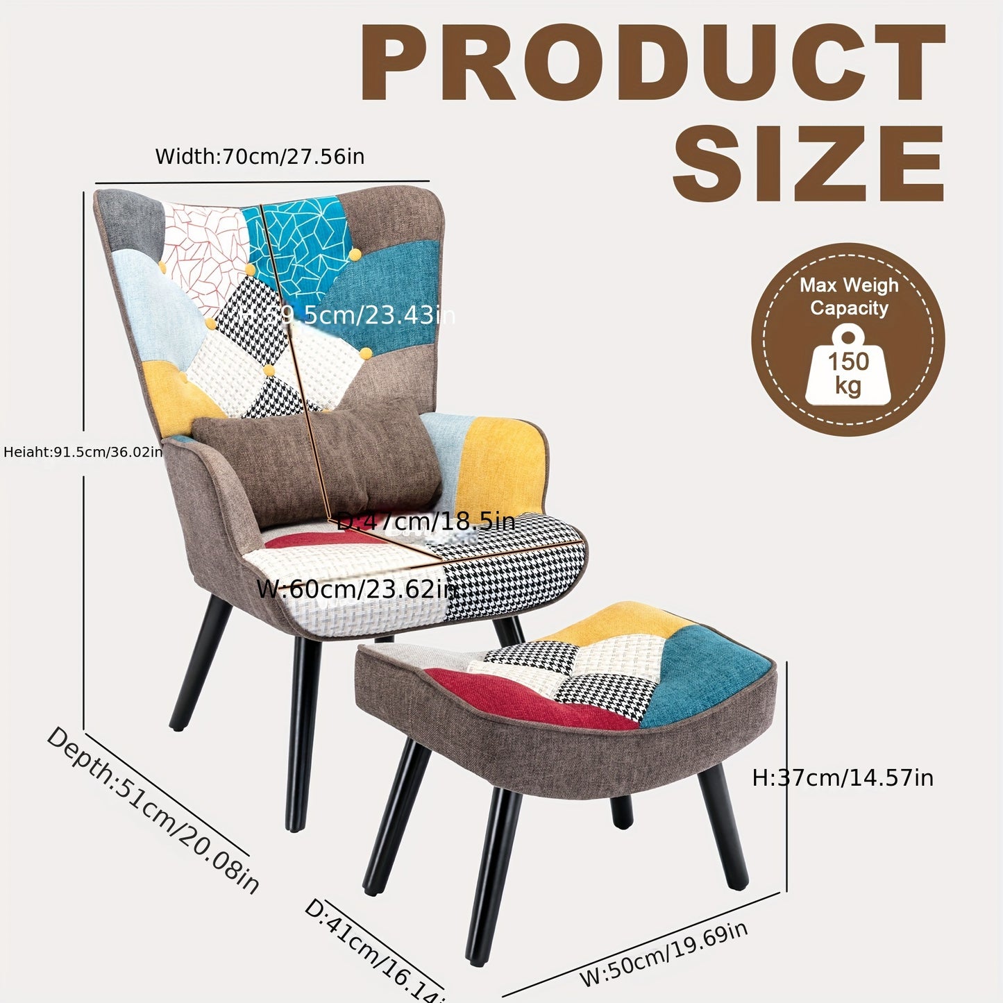 Fauteuil – Relaxstoel – Zitzak – Lounge Stoel – Oorfauteuil – Brede Rugleuning – Houten Frame – Comfortabele Sponsvulling