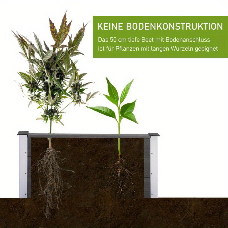 Verhoogde Plantenbak – Tuinbak – Plantbed – Bloembak – Moestuinbak – Weerbestendig WPC & Aluminium – 100x50x50 cm – Zonder Bodem – Makkelijk Montage