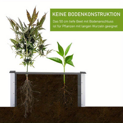 Verhoogde Plantenbak – Tuinbak – Plantbed – Bloembak – Moestuinbak – Weerbestendig WPC & Aluminium – 100x50x50 cm – Zonder Bodem – Makkelijk Montage