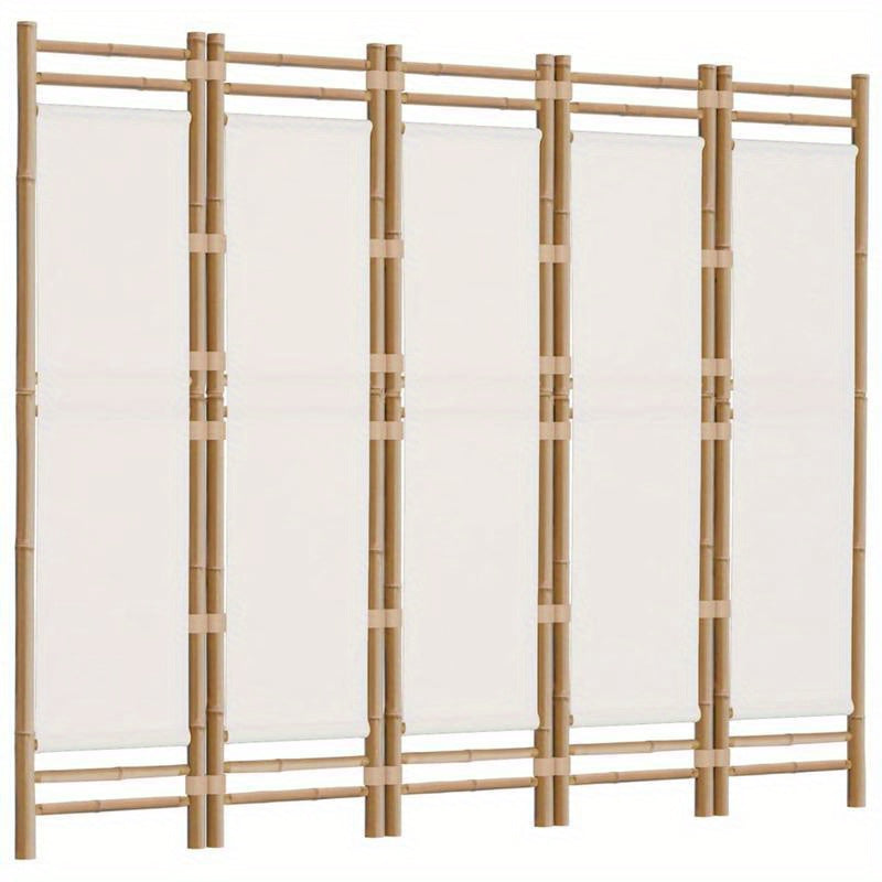 Kamerscherm 5-panelen inklapbaar 200cm bamboe en canvas,  Entrance Divider, Minimalist Decor, Stylish Partition, Portable Partition, Versatile Divider, Apartment Dwellers, Small Space Living